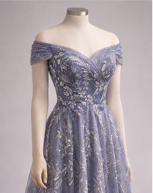 ÉLORIA Moonlit Garden Off-Shoulder Gown