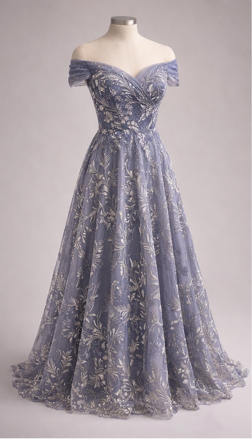 ÉLORIA Moonlit Garden Off-Shoulder Gown