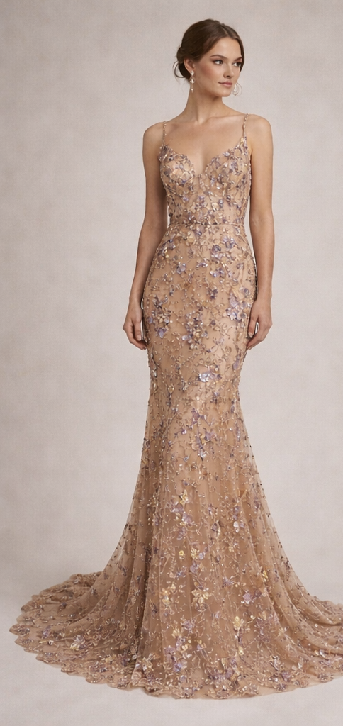 “Auréline” Embellished Evening Gown